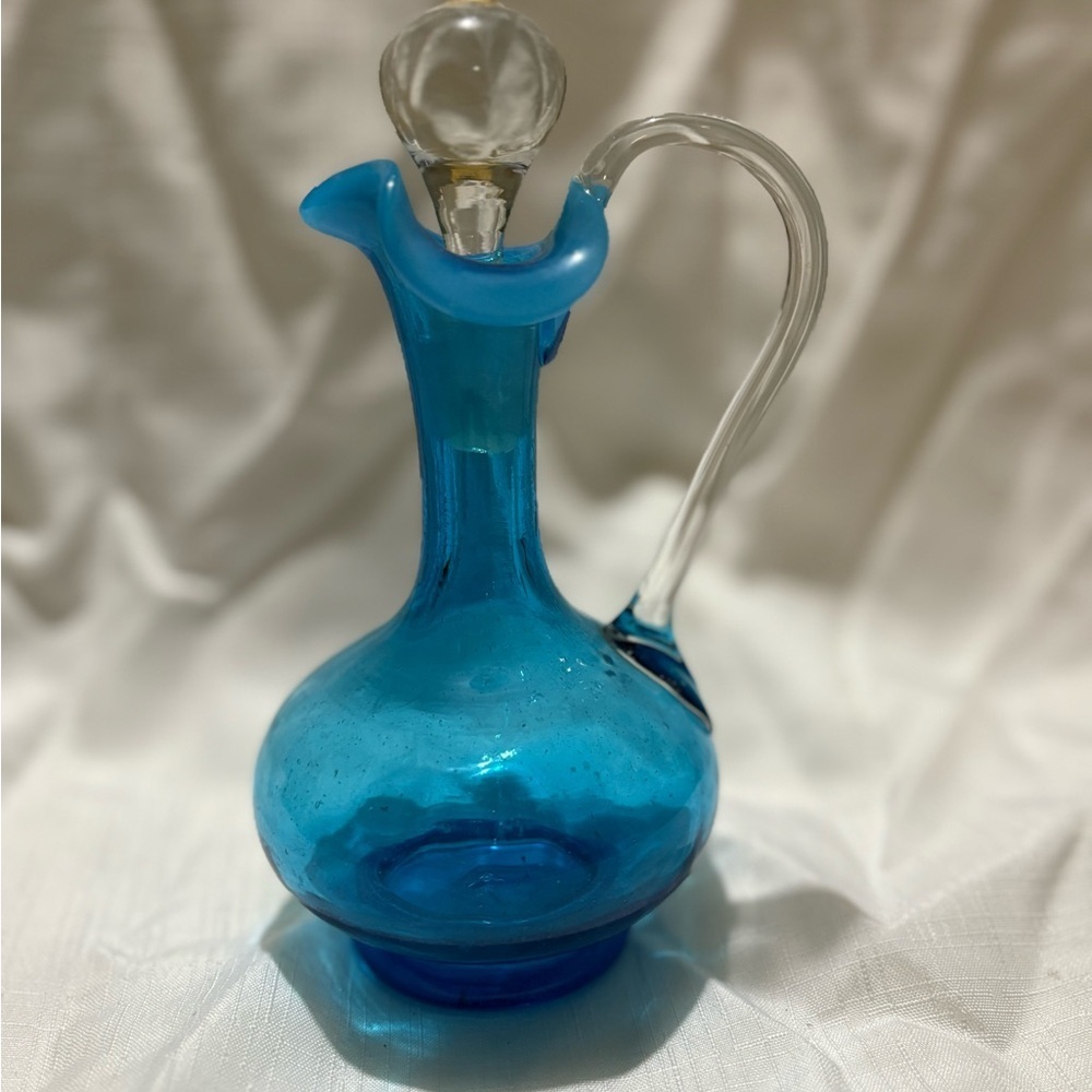 Vintage Elegant Blue Glass Decanter